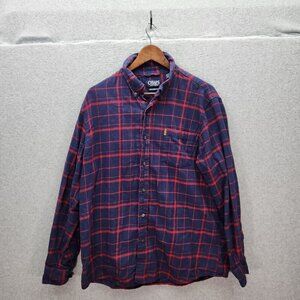 Chaps Mens Flannel Shirt Red & Blue Plaid XL